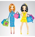 fashion girls with shopping bags vector image