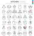 kitchen color flat line outline icons vector image vector image