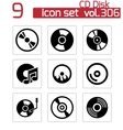 black cd disk icons set vector image vector image