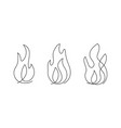 fire continuous single art line drawing set flame vector image