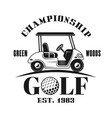 golf cart emblem label badge or logo vector image