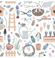 gardening tools pattern seamless spring vector image
