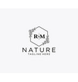 initial rm letters botanical feminine logo vector image