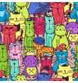 seamless doodle cat pattern vector image