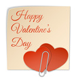 two heart sticker and paper clip vector image vector image