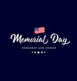 happy memorial day handwritten lettering with flag vector image