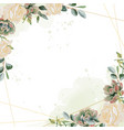 watercolor succulent and flower bouquet wreath vector image vector image