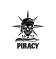skull of pirate in bandana icon for tattoo design vector image