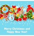 merry christmas and happy new year sticker vector image