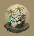 tropical skull cast a way on island vector image vector image