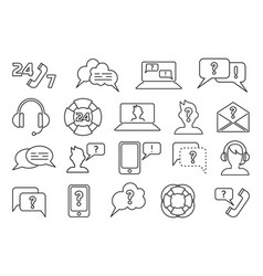 call center customer support icons advice vector image
