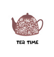 tea time teapot with floral design elements vector image