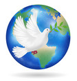 white pigeon flying over earth planet vector image vector image