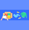 clothes donation flat lines concept with open box vector image