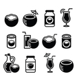 coconut milk oil cocktail - icons set vector image vector image