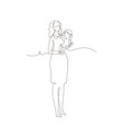 mother with a child - one line design style vector image