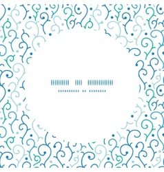 Blue abstract swirls circle frame seamless pattern