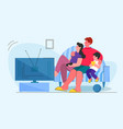 family watching tv together flat vector image