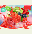 mix fruits and berries splash of juice strawberry vector image vector image