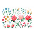 set of abstract floral design elements leaves vector image