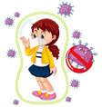 coronavirus poster design with girl wearing mask vector image