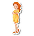 a sticker template with woman wearing yellow vector image