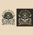 skull in soldier helmet t-shirt print concept vector image vector image