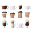 coffee hot drink cup ceramic plastic paper vector image vector image