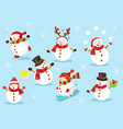 cute snowman set 2 vector image vector image