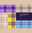 plaid pattern collection with lavender color vector image vector image