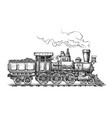 retro steam locomotive transport sketch hand vector image