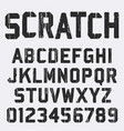 scratched alphabet font template vector image