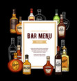 bar menu frame alcohol drinks vector image vector image