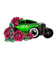 easter car retro automobile driving a bouquet vector image