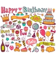 birthday doodle icons vector image vector image