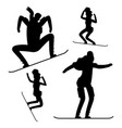 snowboarding people black silhouettes isolated vector image