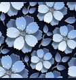 beautiful dark blue seamless pattern with sakura vector image vector image