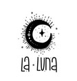 sketch graphic moon with mystic and occult hand vector image