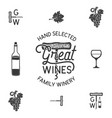 wine winery logo and icons elements drink vector image
