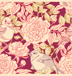 Seamless pattern with birds and roses Royalty Free Vector