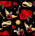 seamless pattern with bottles love potion vector image vector image