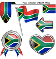 glossy icons with south african flag vector image