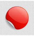round glossy red sticker with curled corner vector image