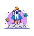 space shuttle taking off with planet and earth vector image