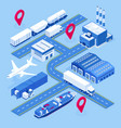 isometric global logistics network air cargo vector image