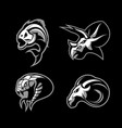 furious piranha ram snake and dinosaur head vector image