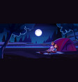 woman and girl in summer camp at night vector image vector image