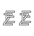 logo sign ez ze icon sign interlaced letters z e vector image