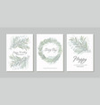 set of card with beautiful twigs leaves vector image vector image