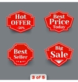 set of red sale paper retro labels vector image vector image